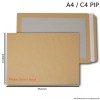 Board Backed Envelopes - A4 / C4 PIP - 352mm x 249mm - Printed - Brown - Pack of 25