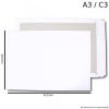 Board Backed Envelopes - A3 / C3 - 457mm x 324mm - PLAIN - WHITE - Pack of 25
