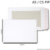 Board Backed Envelopes - A5 / C5 PIP - 238mm x 163mm - PLAIN - WHITE - Pack of 25