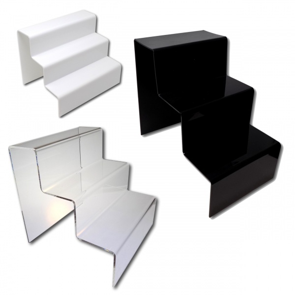 3 Step Display Stands - Clear / Black / White