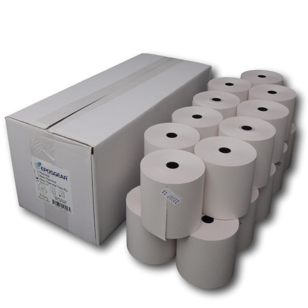 Two Ply Rolls - 76 x 76 - White/White - Box of 20