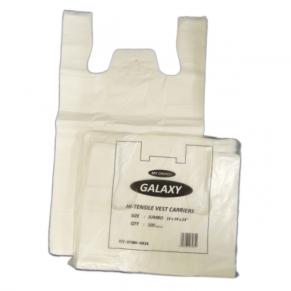 Vest Carriers - White - Jumbo - 13'' x 19'' x 23'' - 22mu (Pack of 100)