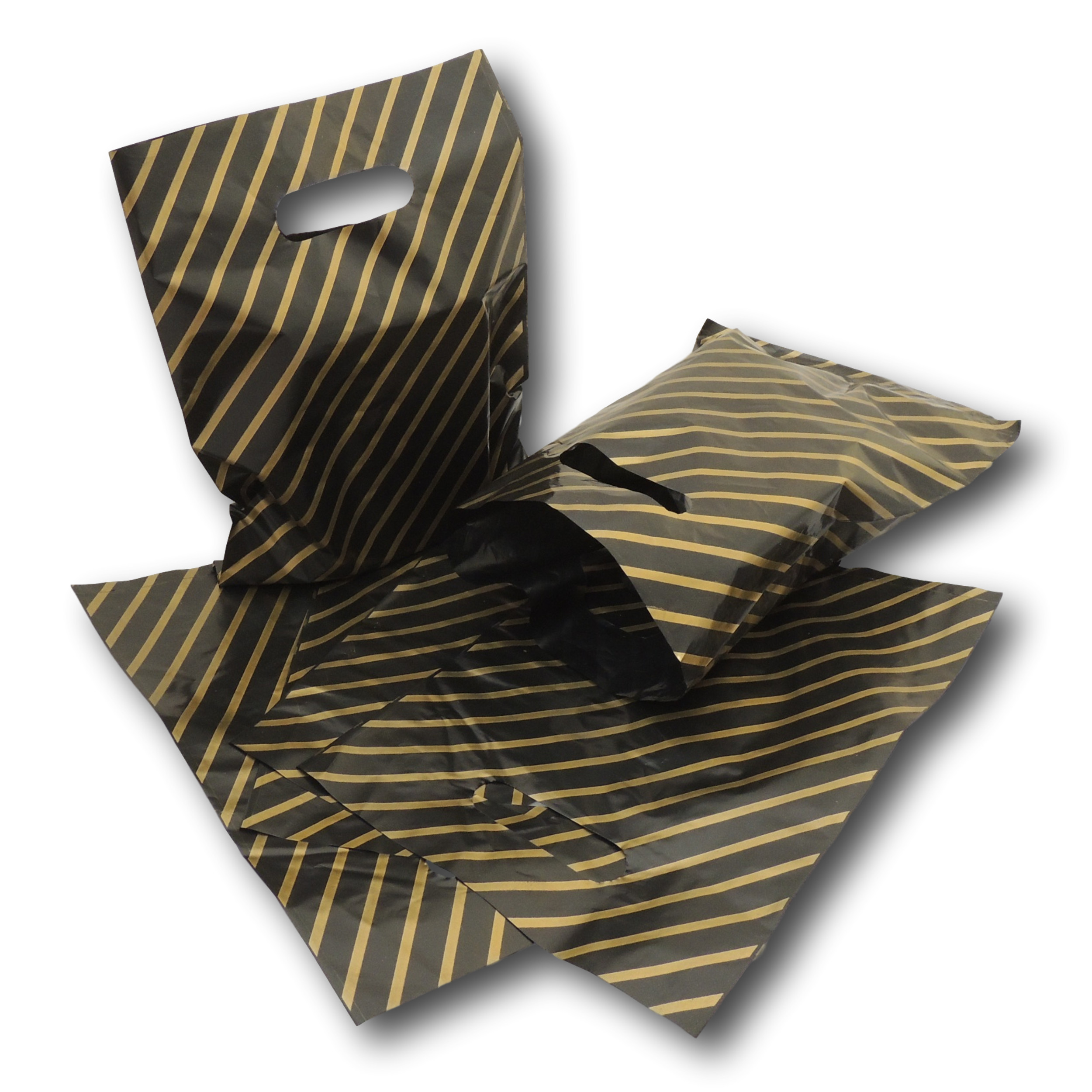 Gift/Fashion Bags - Black / Gold - Medium - 11.25'' x 9'' - 32mu (Pack of 100)