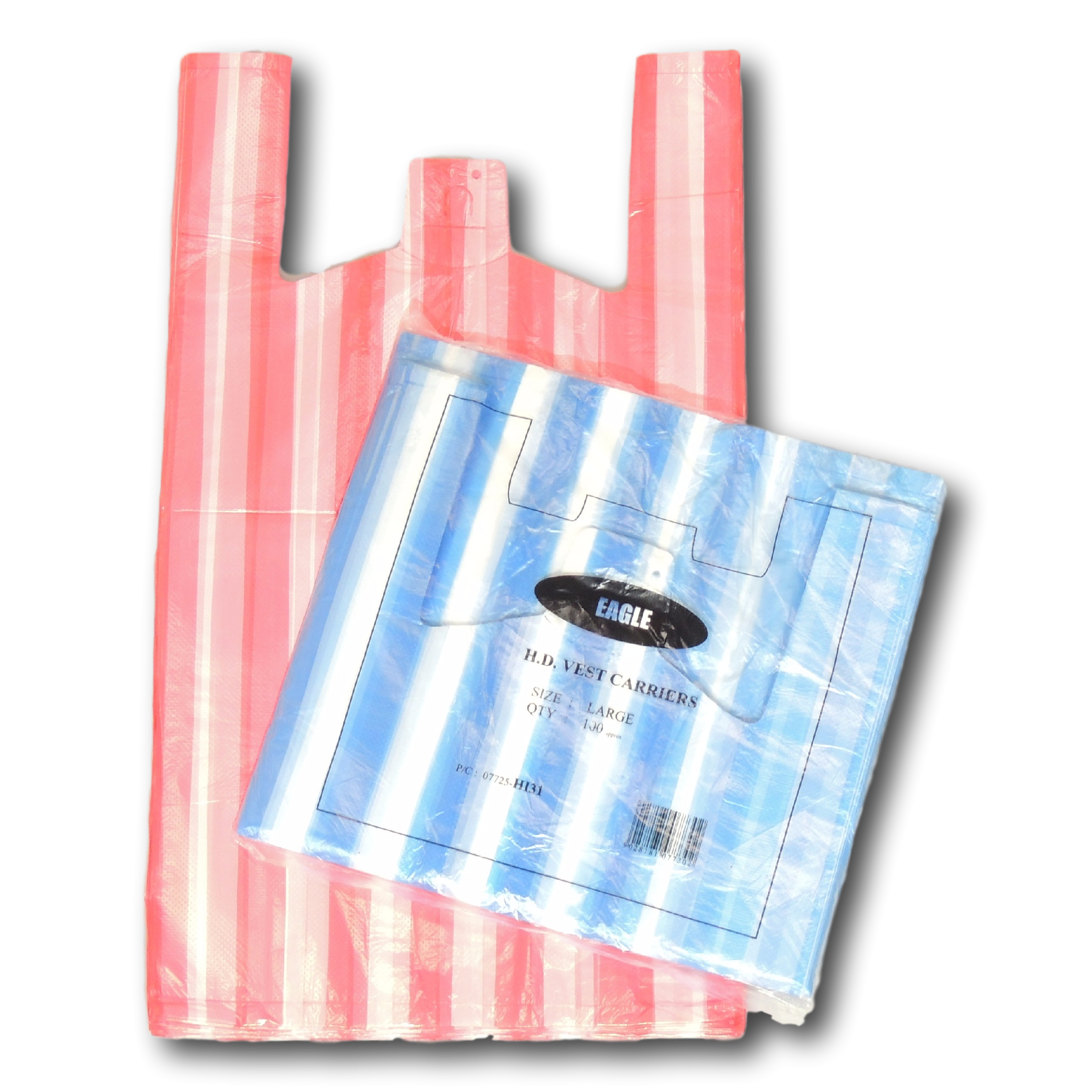 Vest Carriers - Candy Stripe - Large - 11'' x 17'' x 21'' - 10mu (Pack of 200)