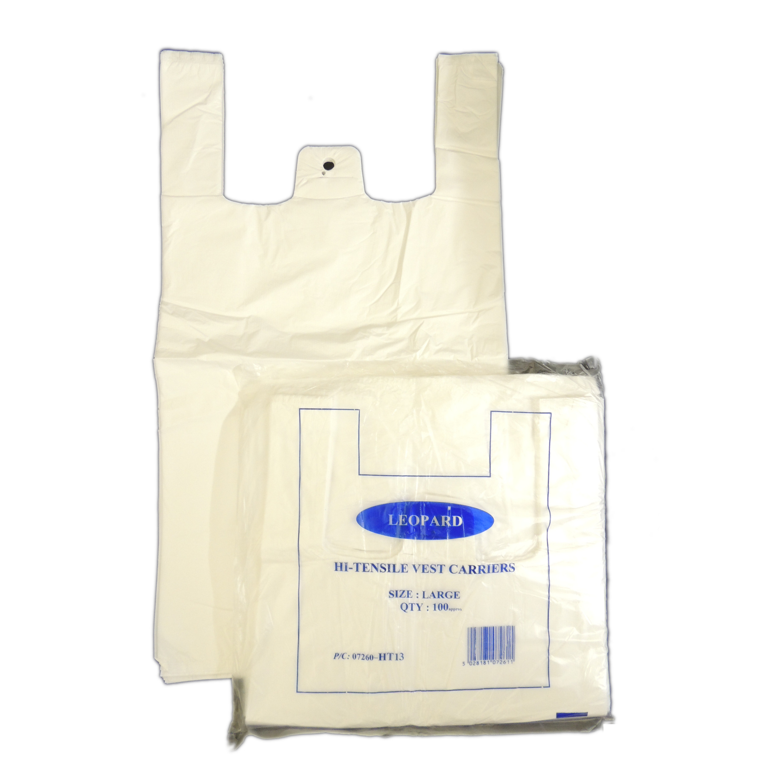 Vest Carriers - White - Large - 11'' x 17'' x 21'' - 14mu (Pack of 100)