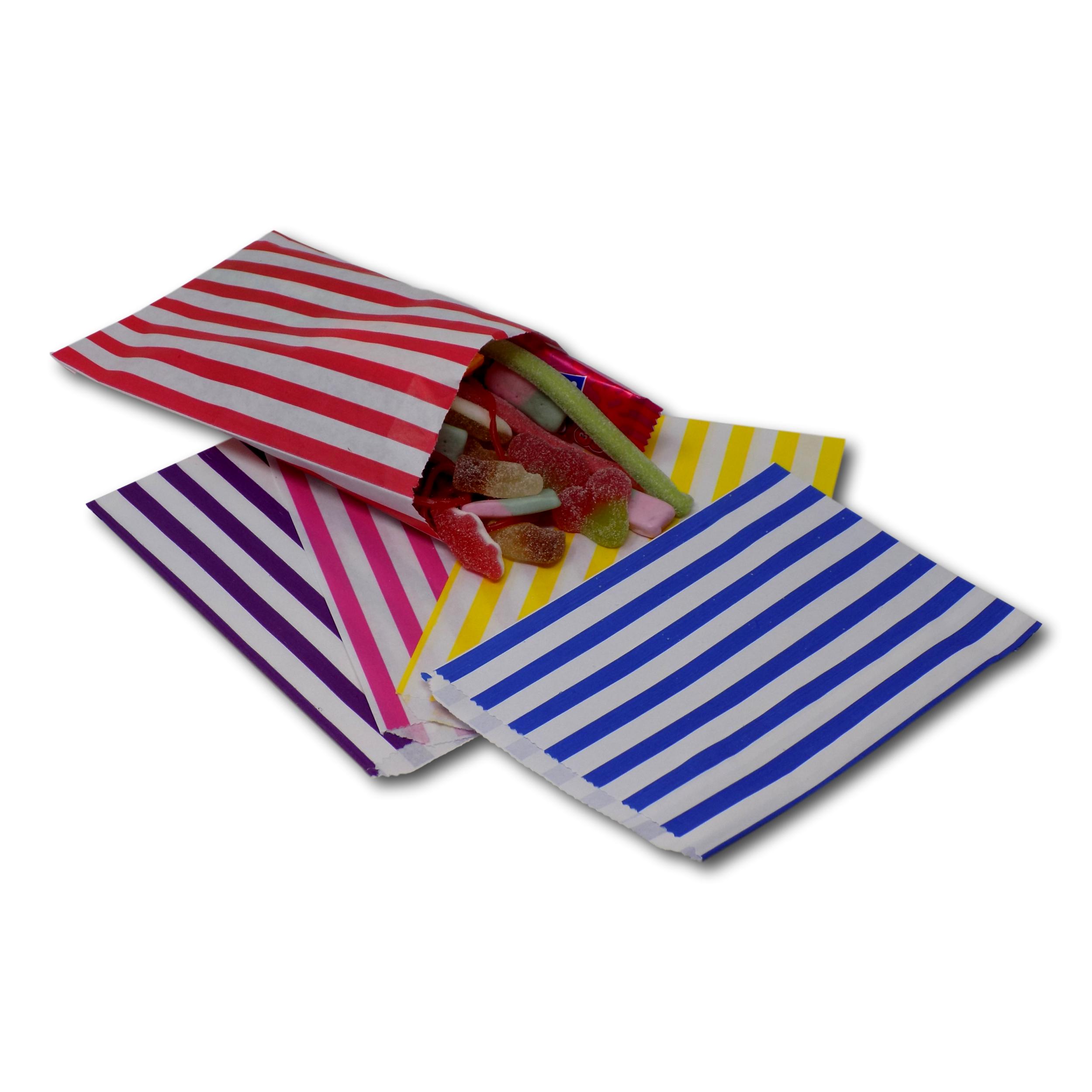 Stripe Candy Paper Bags Branded 5x7 & 7x9 Sweet Buffet Cart Various Colours VPL 