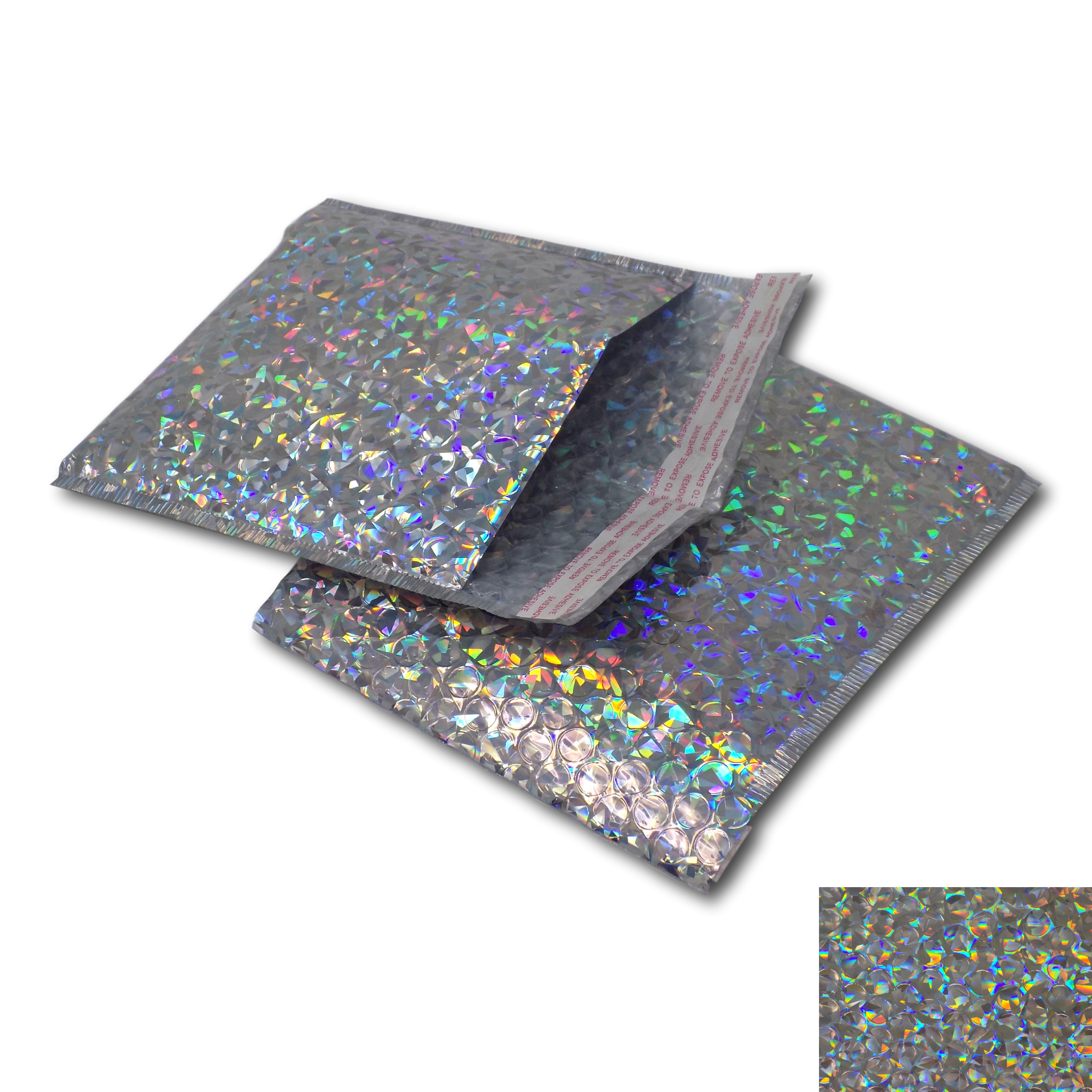 Holographic Padded Envelopes - Silver - CD - 165mm x 165mm - Pack of 25